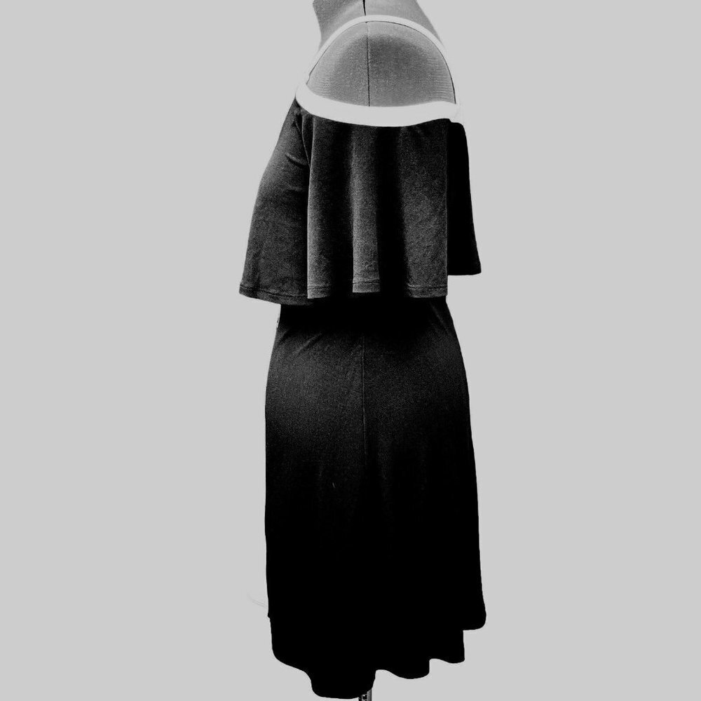 CATO est. 1946 Women's Cold Shoulder Dress Small Black White Above Knee Lined - Picture 5 of 12